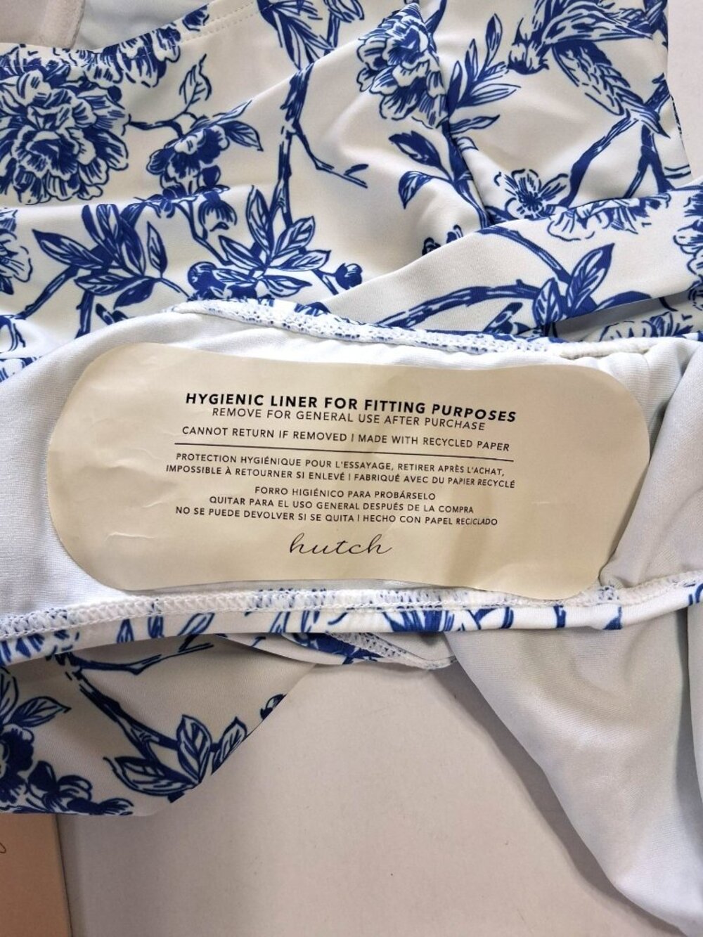 Hutch Sally Blue & White Floral One Piece Swimsuit With Belt Size Large NWT $198 - Picture 9 of 9
